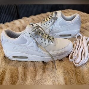 Nike White Sneakers with Metallic Laces